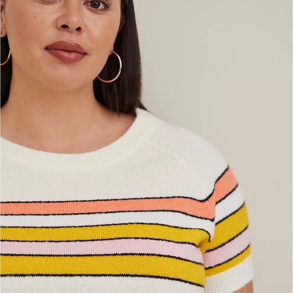 Torrid Vegan Cashmere Pullover Stripe Short Sleeve Sweater Plus Size 4 4X H13686 - Picture 10 of 11